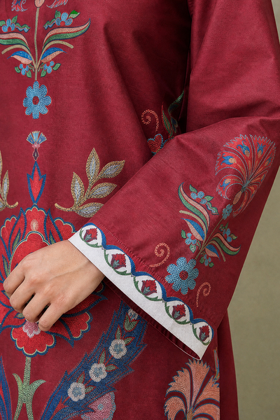 Saad Shaikh | Ease Fall Edit 26 | D-11 Co-ord Set Maroon and White