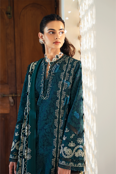 Suffuse Ivera peacock green embroidered cotton suit, photo 3
