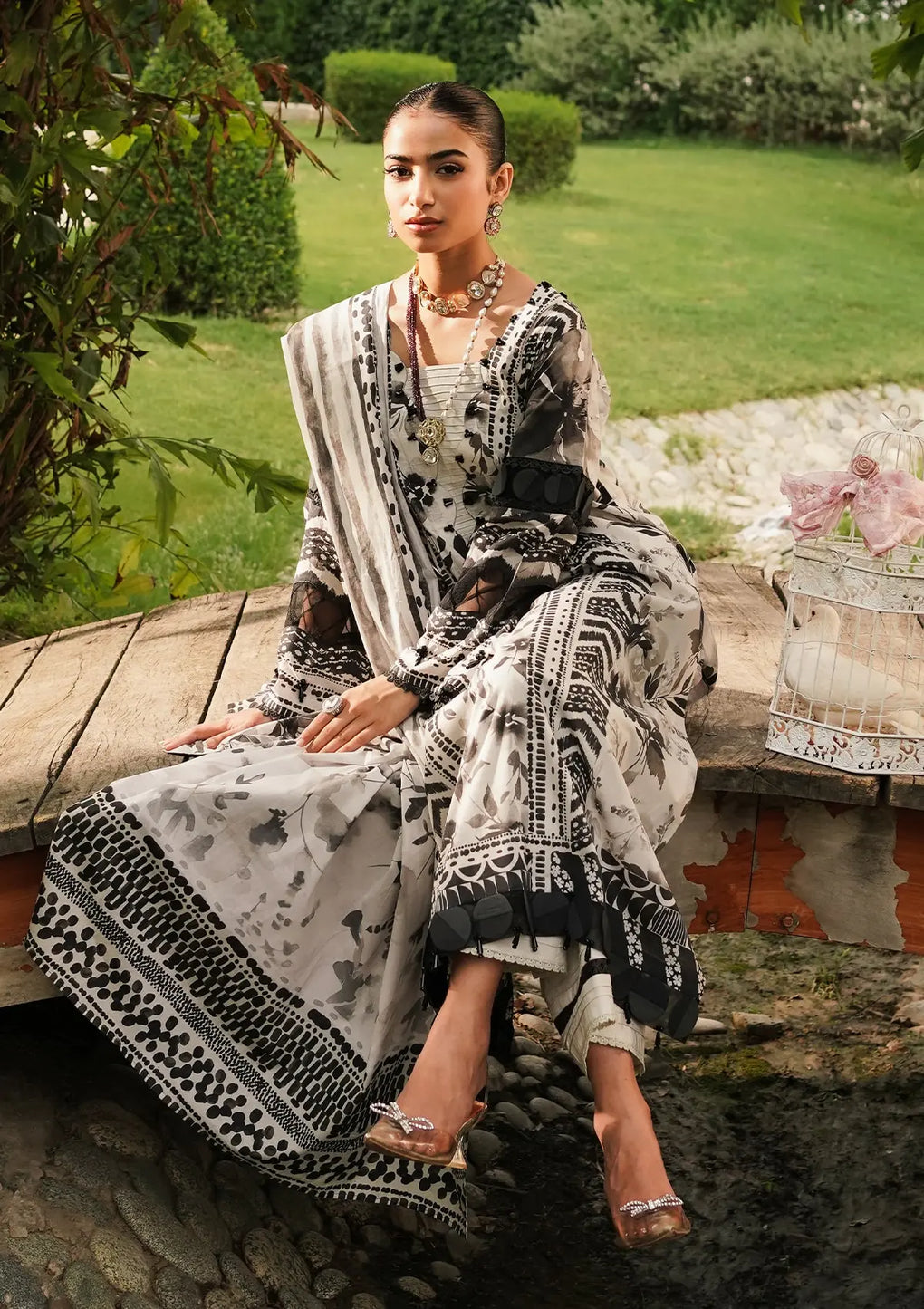 Elaf Premium | Printed Collection 24 | EEP-07B - Black Blossom -  Elaf Premium Casuals - Original Designer Dress - House of Maryam