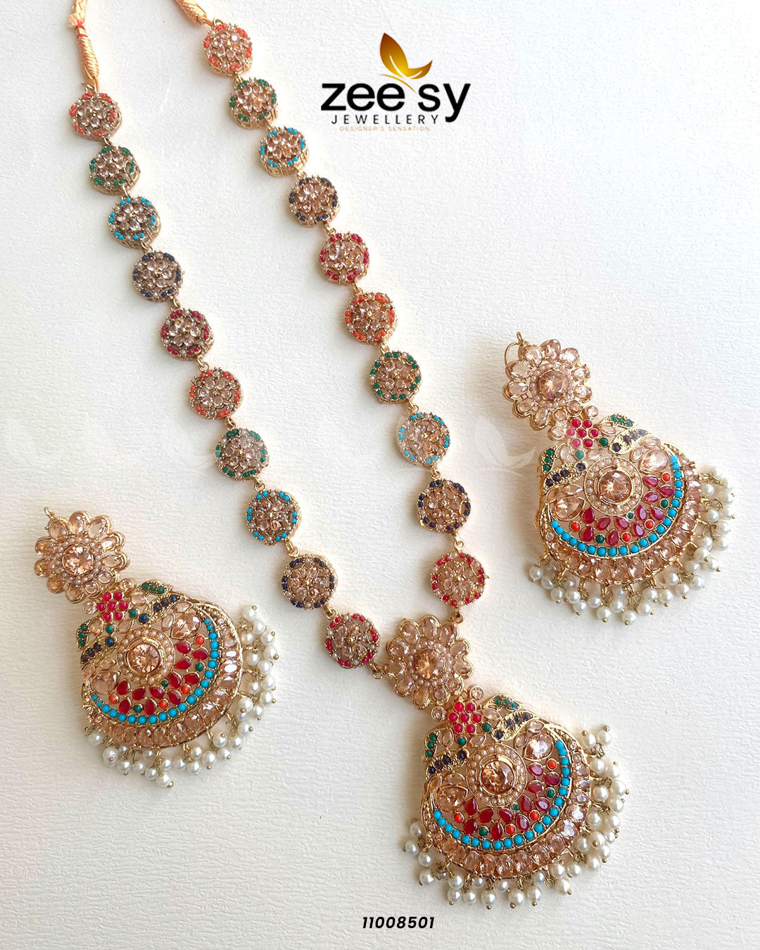 Mala Necklace-0986 -  Zeesy Necklace Sets - Original Designer Dress - House of Maryam