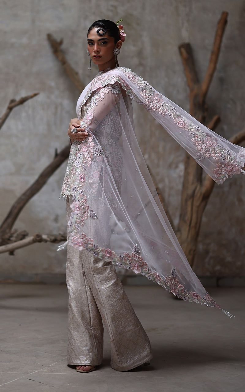 Threads and Motifs | Formal Dresses 25 | Organza Embroidered Shirt -  Threads and Motifs Ladies Clothes - Original Designer Dress - House of Maryam