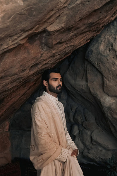 Republic By Omar Farooq | Sherwani Couture | Pearl White Embroidered Sherwani -  Republic by Omar Farooq SHERWANI COUTURE - Original Designer Dress - House of Maryam