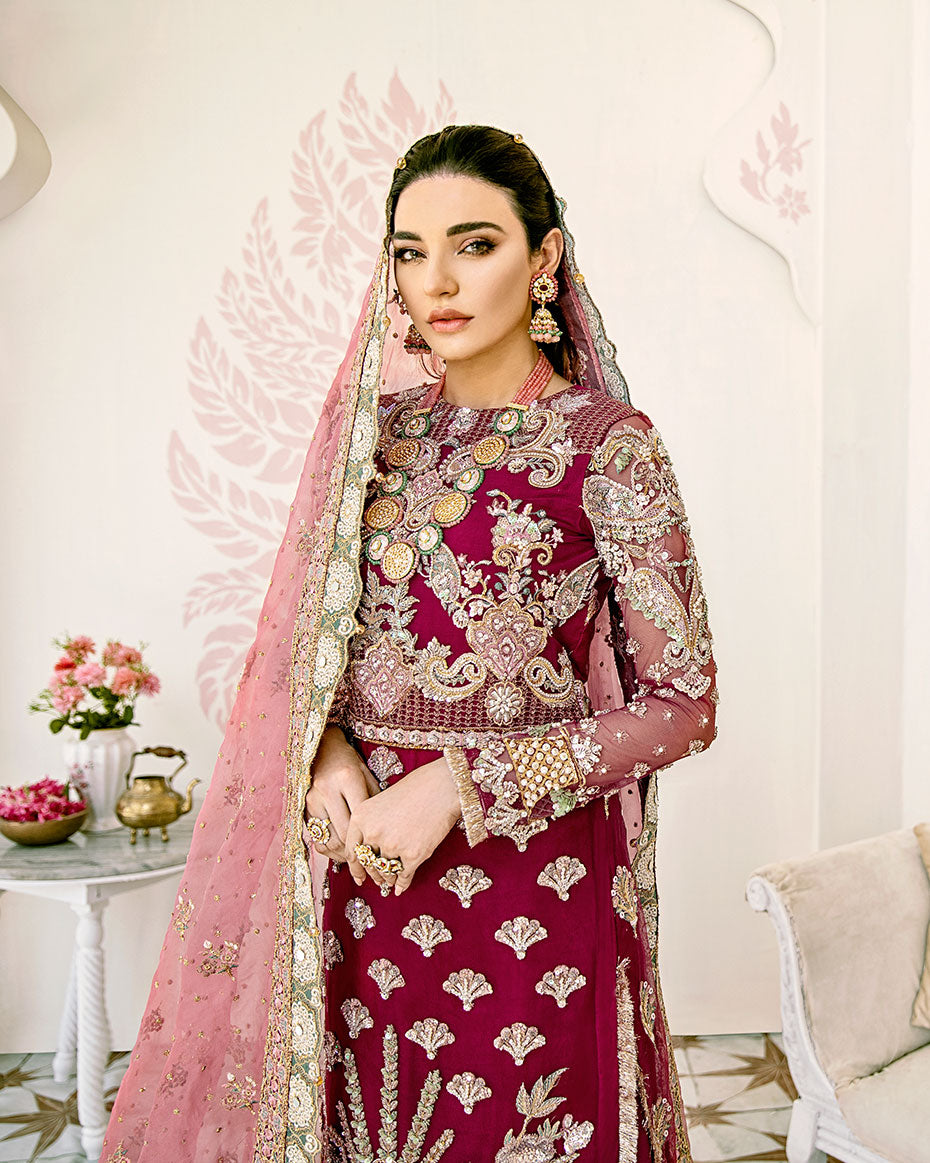 Gulaal | Wedding Formals | Pois Embroidered Net 3-Piece Suit WS-08 by Designer Gulaal - House of Maryam - Pakistani Designer Ethnic Wear in {{ shop.shopifyCountryName }}