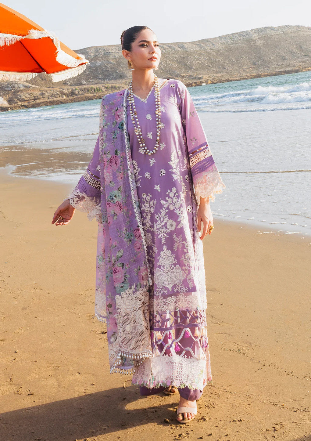 Elaf Premium | Hai Kuch Festive Lawn 24 | EHK-02A Banafsha -  Elaf Premium Luxury - Original Designer Dress - House of Maryam