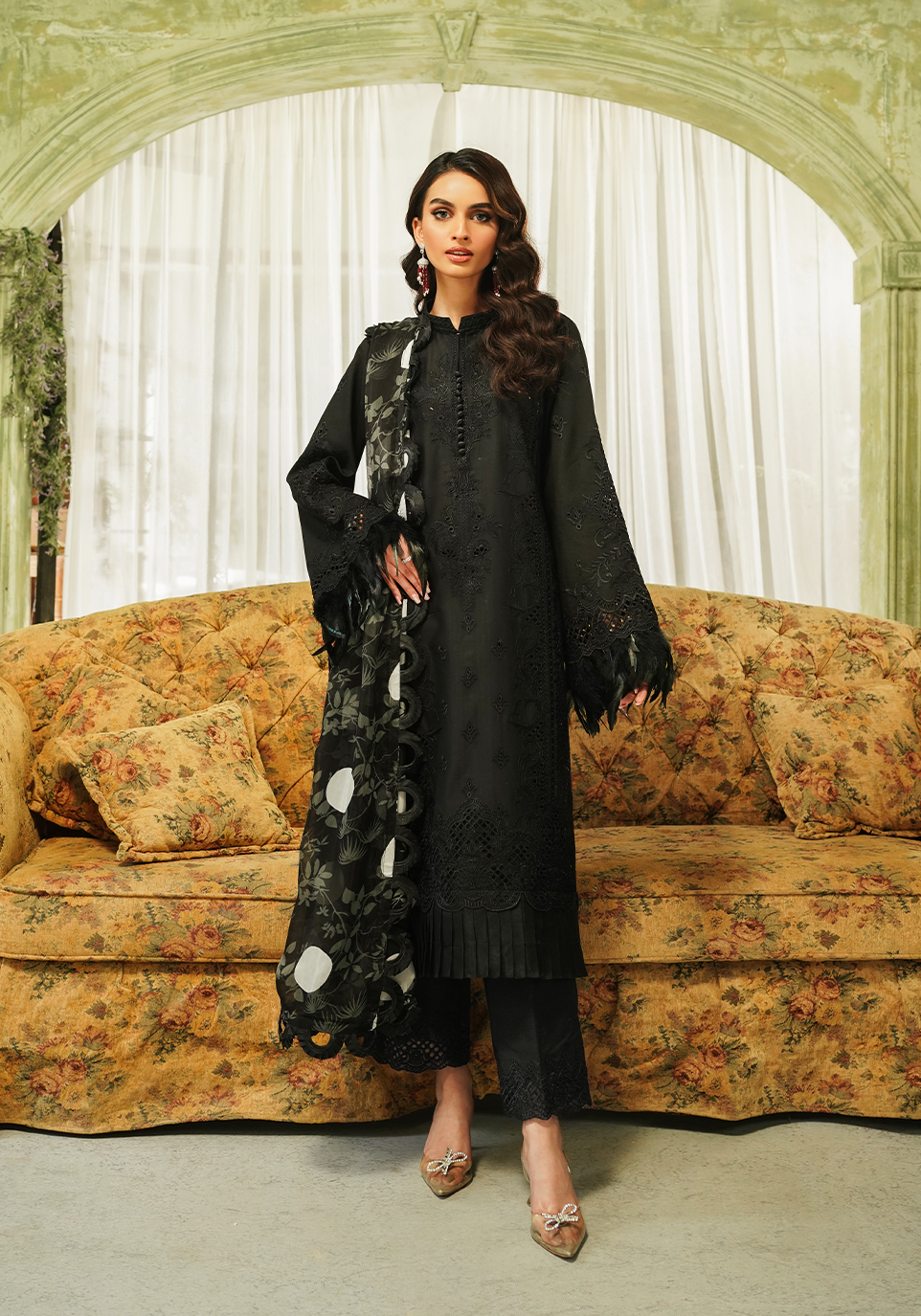 Zarqash | Tresor Luxury Lawn 24 | ZQT 005 MIDNIGHT by Designer Zarqash - House of Maryam - Pakistani Designer Ethnic Wear in {{ shop.shopifyCountryName }}