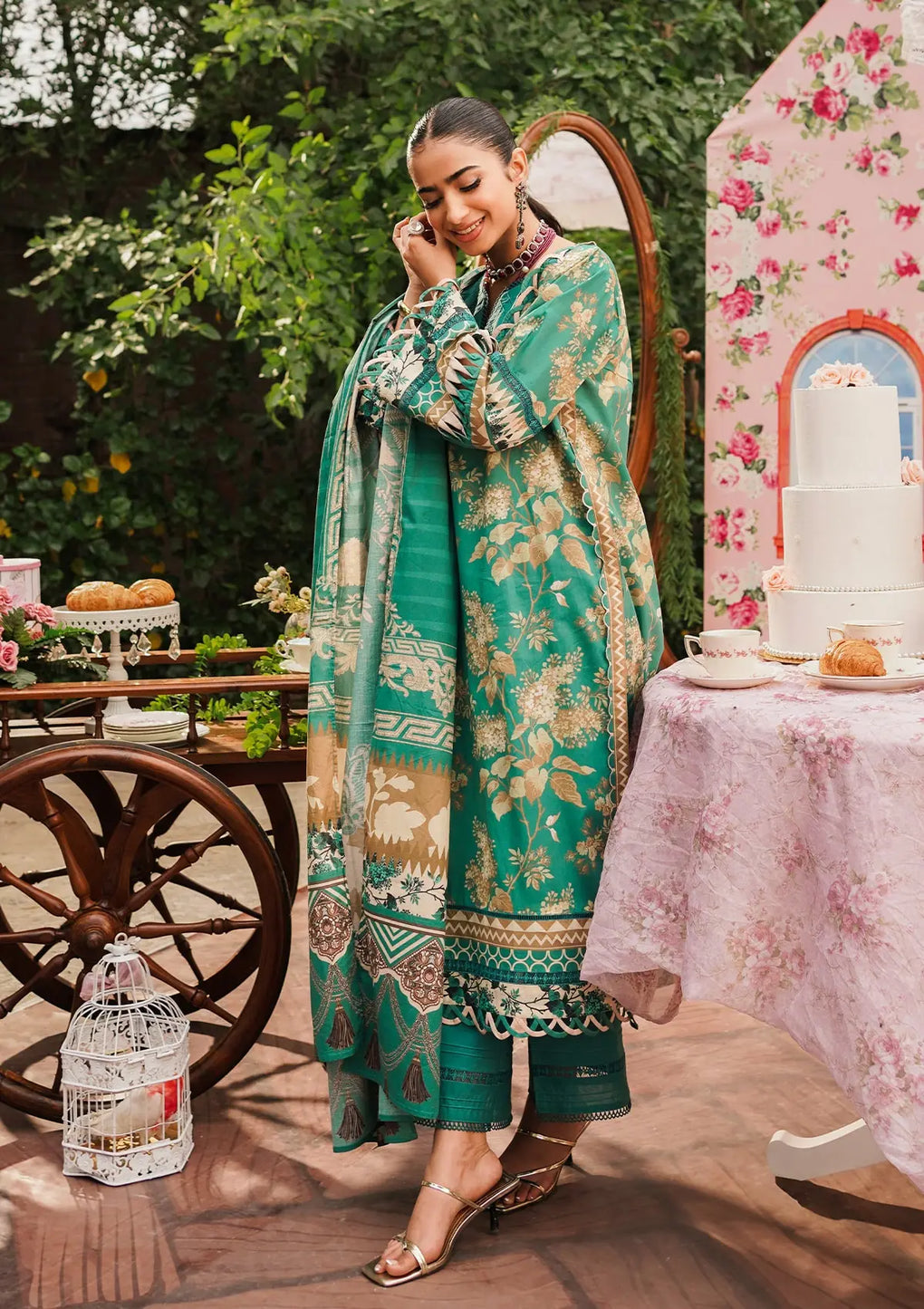 Elaf Premium | Printed Collection 24 | EEP-04B - Chic Teal by Designer Elaf Premium - House of Maryam - Pakistani Designer Ethnic Wear in {{ shop.shopifyCountryName }}