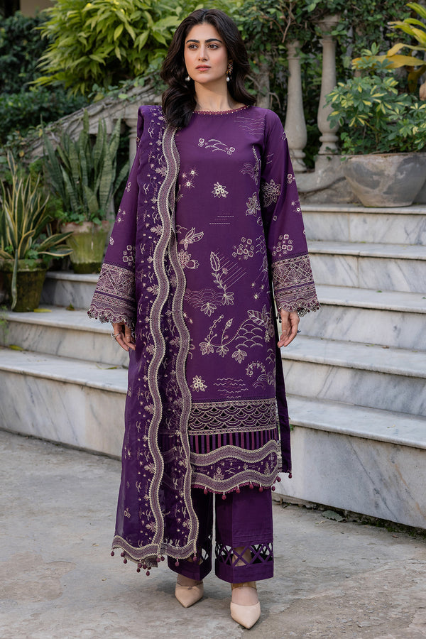 Farasha | Summer Weaves Embroidered Lawn | Raven Plum -  Farasha Ladies Clothes - Original Designer Dress - House of Maryam
