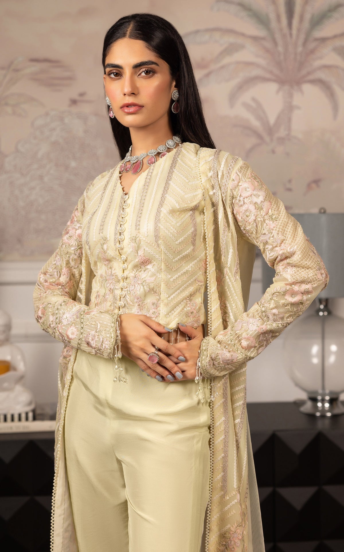 Threads and Motifs | Formal Dresses 25 | Net Embroidered Jacket With Embroidered Blouse -  Threads and Motifs Ladies Clothes - Original Designer Dress - House of Maryam