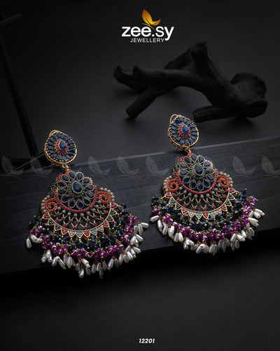 Lahza Naurattan Earrings -  Zeesy Earrings - Original Designer Dress - House of Maryam