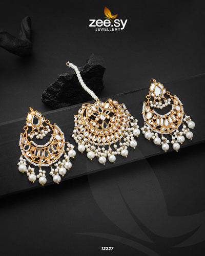 Kundan Bindiya Earrings -  Zeesy Earrings - Original Designer Dress - House of Maryam