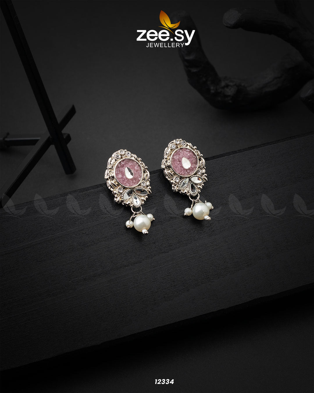 Limestone Crush Studs Earrings -  Zeesy Earrings - Original Designer Dress - House of Maryam