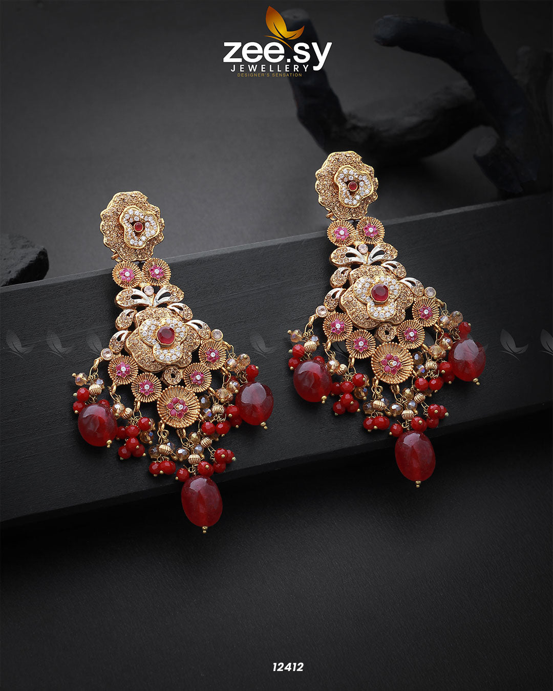 Flower Earrings -  Zeesy Earrings - Original Designer Dress - House of Maryam