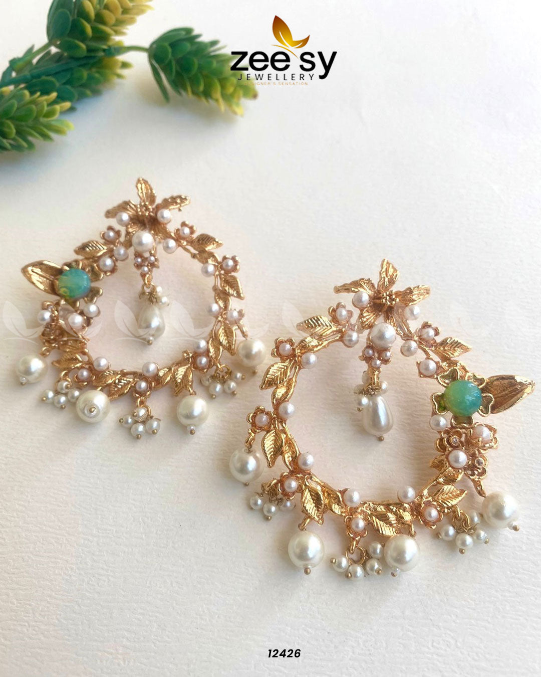 Leaf Earrings -  Zeesy Earrings - Original Designer Dress - House of Maryam