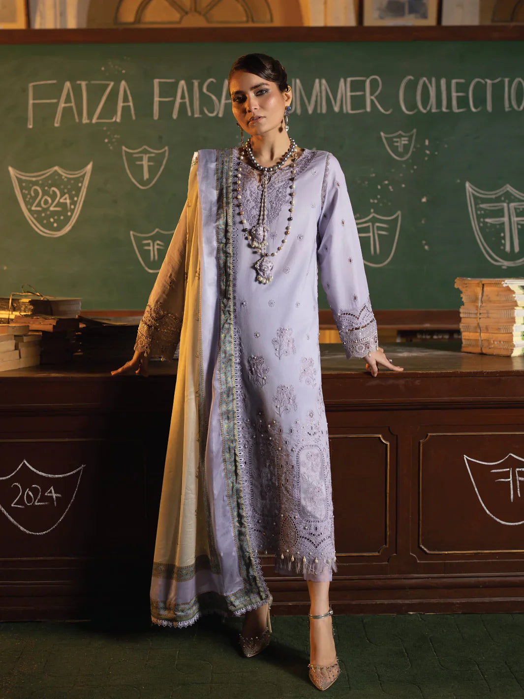 Faiza Faisal | Maya Luxury Lawn | Nazali -  Faiza Faisal Luxury -  House of Maryam