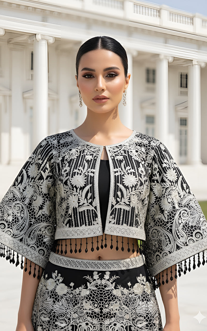 Threads and Motifs | Formal Dresses 25 | Organza Embroidered Cape With Skirt, image 3