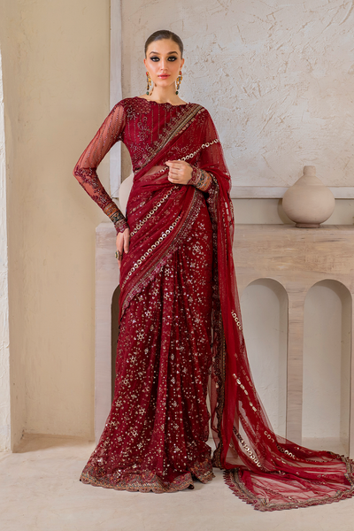 Iznik | Chinnon Chiffon | CC-49 Embroidered Net -  Iznik Formal - Original Designer Dress - House of Maryam