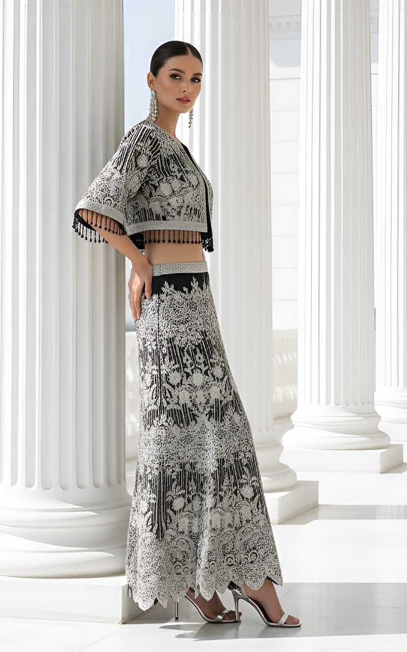 Threads and Motifs | Formal Dresses 25 | Organza Embroidered Cape With Skirt-5