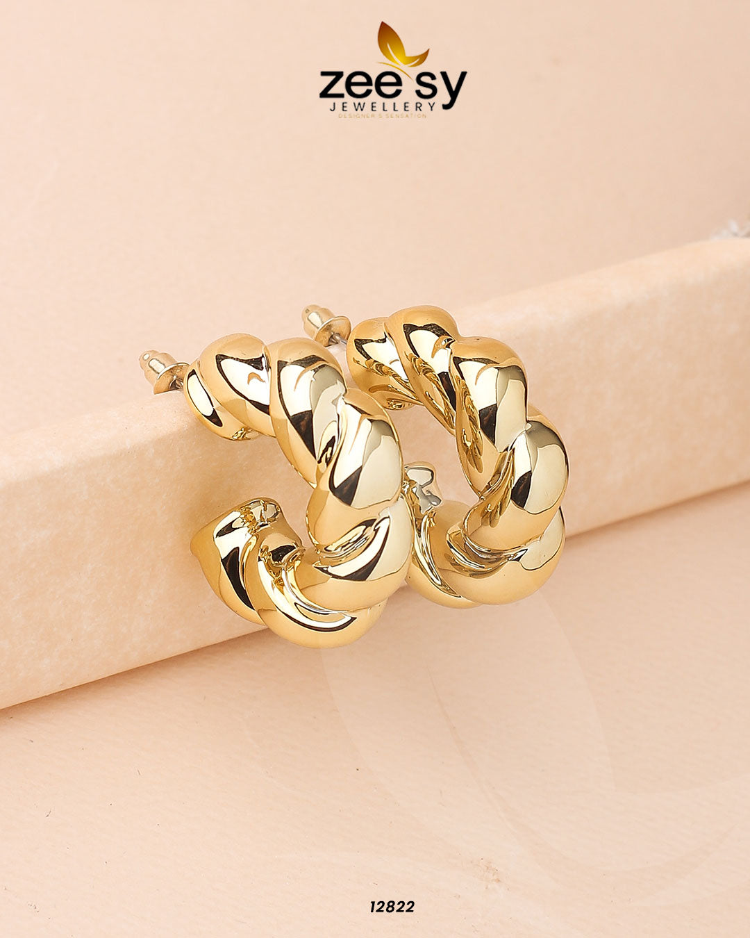 Twisted Hoop Earring -  Zeesy Earrings - Original Designer Dress - House of Maryam