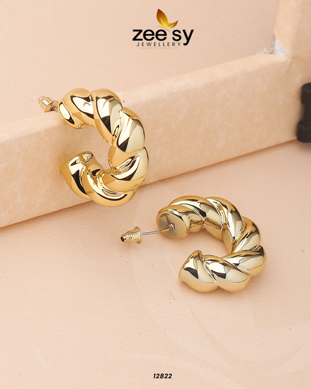 Twisted Hoop Earring -  Zeesy Earrings - Original Designer Dress - House of Maryam