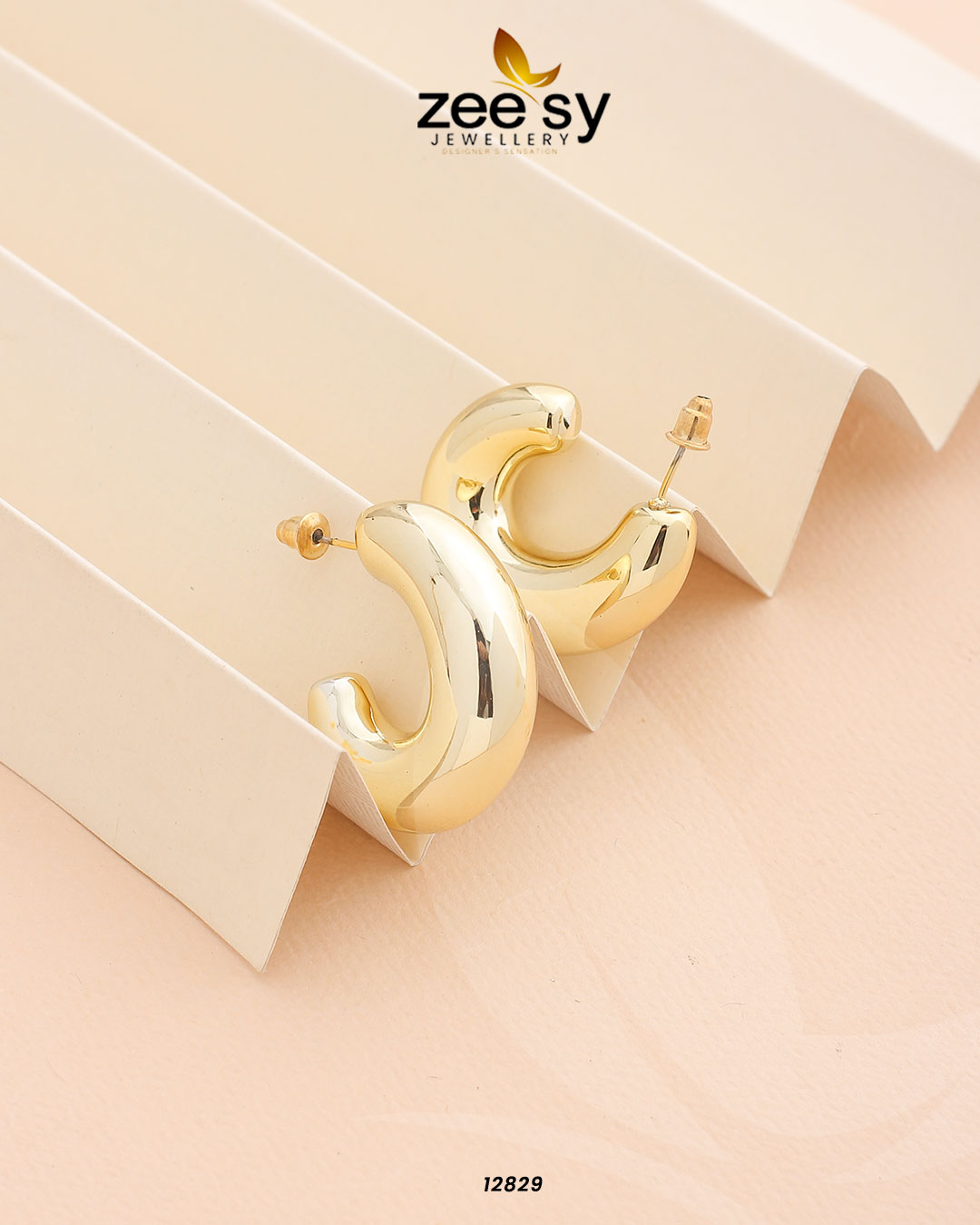C-Type Stud Earrings -  Zeesy Earrings - Original Designer Dress - House of Maryam