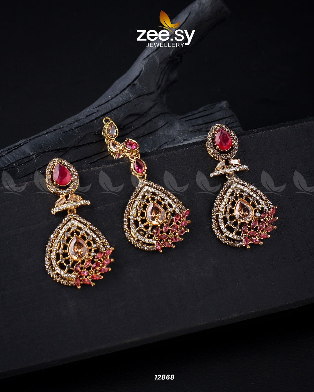 Plumeria Earrings -  Zeesy Earrings - Original Designer Dress - House of Maryam