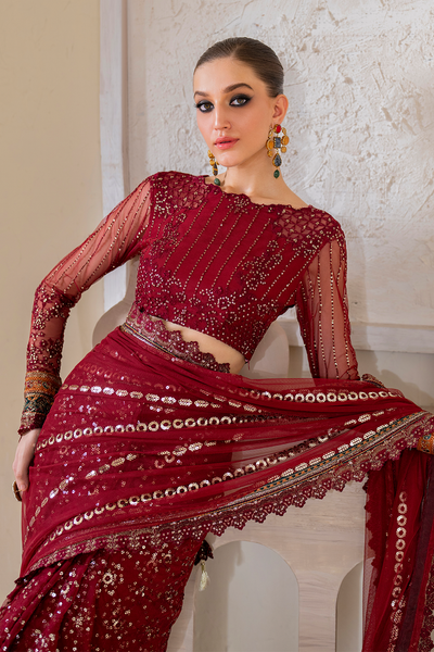 Iznik | Chinnon Chiffon | CC-49 Embroidered Net -  Iznik Formal - Original Designer Dress - House of Maryam