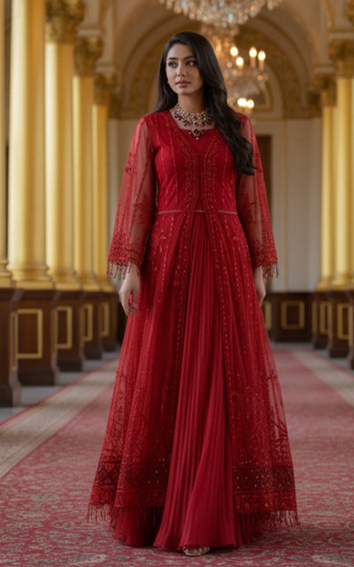 Threads and Motifs | Formal Dresses 25 | Net Embroidered Jacket With Trouser