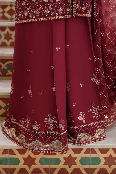 Cross Stitch | Wedding Pret | Crimson Cascade-3PC Chiffon Embroidered Pret