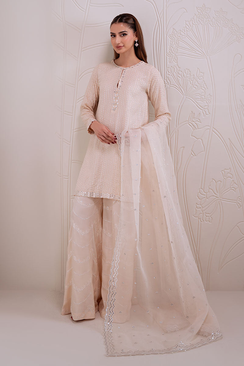 Cross Stitch | Luxury Pret | Sunset Blush-3PC (Shirt, Trouser & Dupatta)