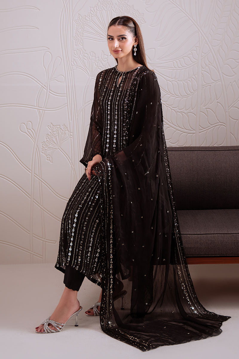 Cross Stitch | Luxury Pret | Noir Glittz-2PC (Shirt & Dupatta)-1