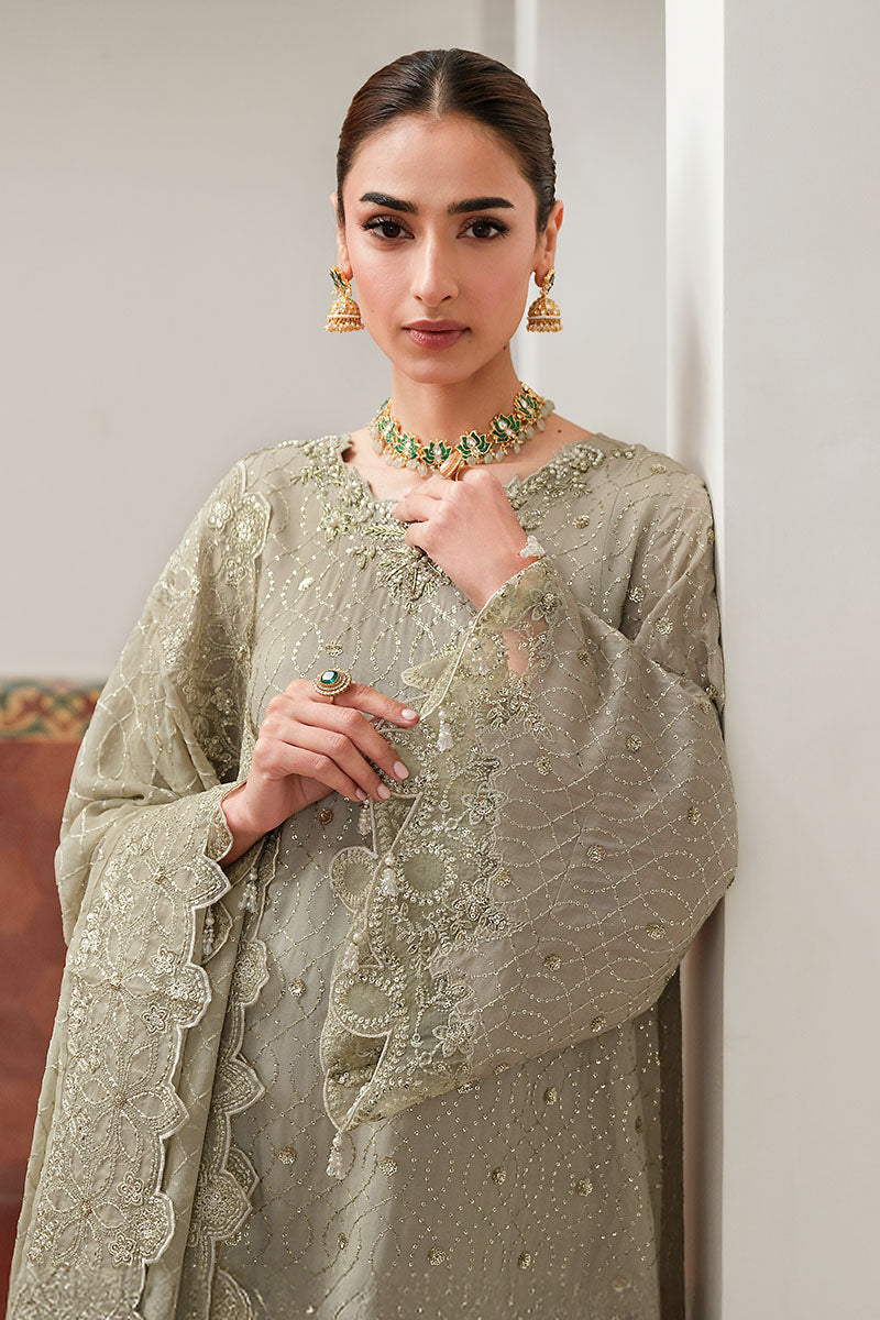 Cross Stitch | Wedding Pret | Ashen Dream-3PC Silk Embroidered Pret-3