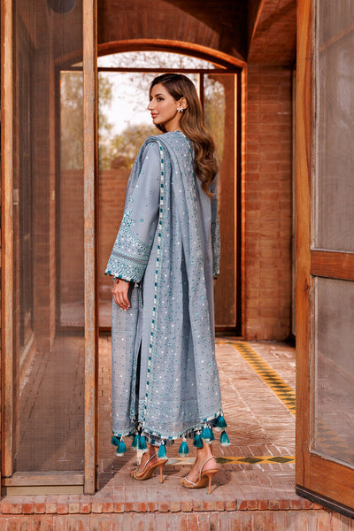 Farasha | Dastoor Embroidered Lawn SS24 | BERYL GREY -  Farasha Luxury - Original Designer Dress - House of Maryam