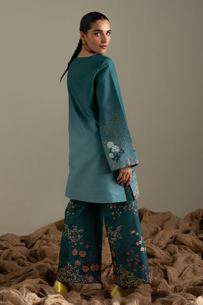 Afrozeh Frayed turquoise green lawn co-ord set, photo 2