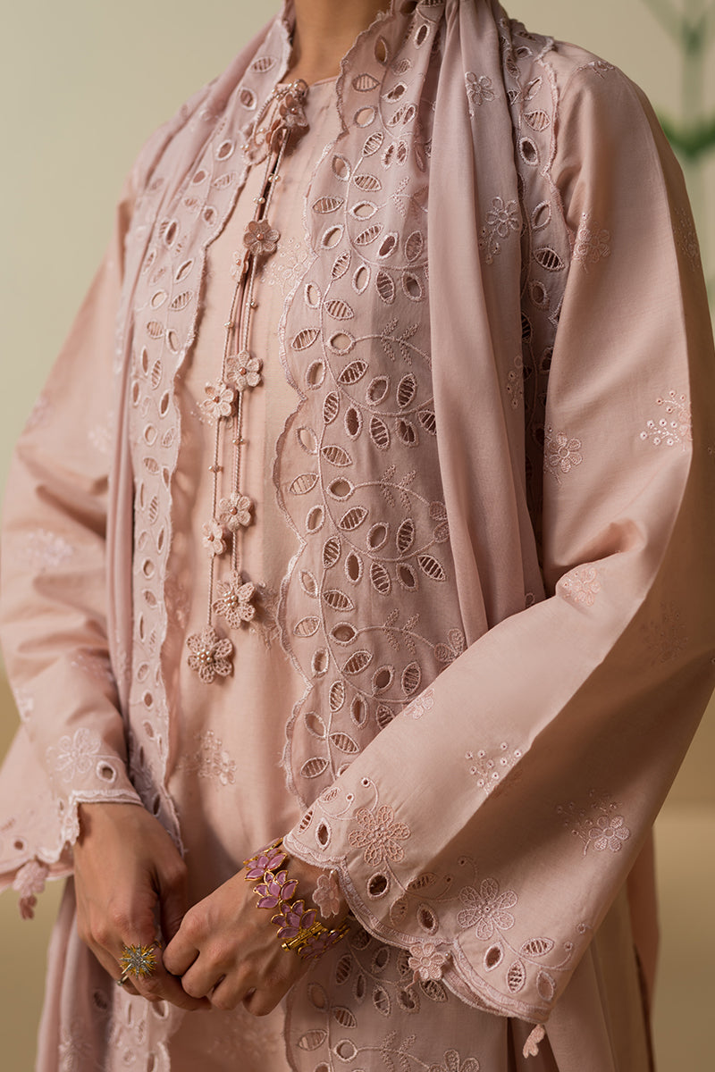 Cross Stitch | Chikankari Lawn 25 | PALE MAUVE -  Cross Stitch Ladies Clothes - Original Designer Dress - House of Maryam