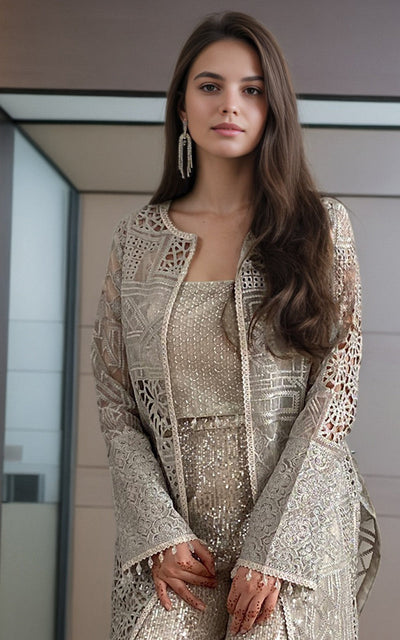 Threads and Motifs | Formal Dresses 25 | Organza Embroidered Jacket With Blouse -  Threads and Motifs Ladies Clothes - Original Designer Dress - House of Maryam