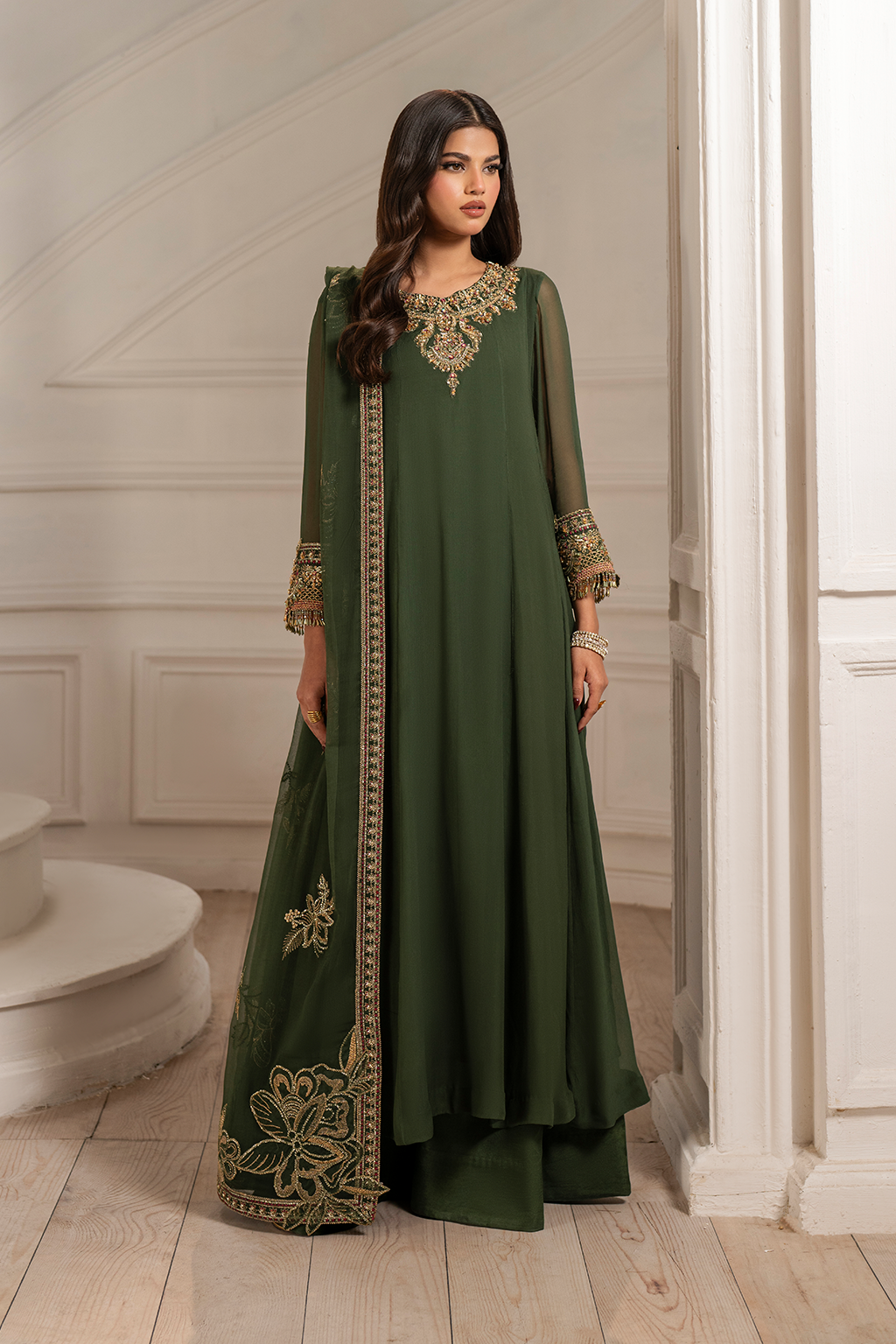 Iznik I Festive Formal I UE-416 Embroidered Chiffon -  Iznik Ladies Clothes - Original Designer Dress - House of Maryam