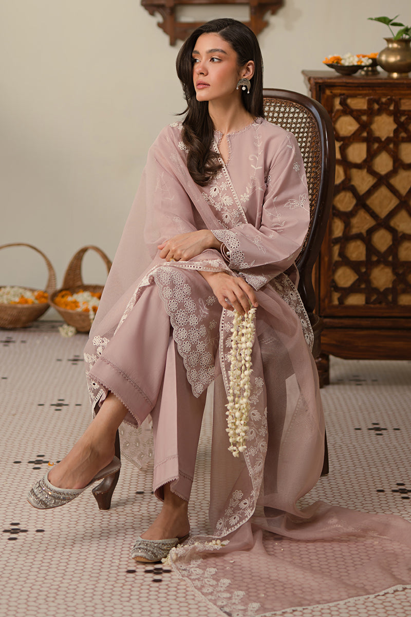 Cross Stitch | Chikankari Lawn 25 | MAUVE GLAM -  Cross Stitch Ladies Clothes - Original Designer Dress - House of Maryam