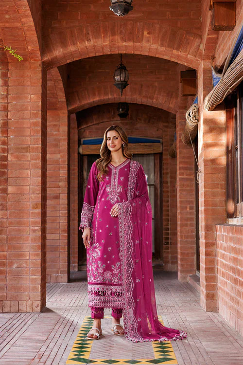 Farasha | Kaavish Lawn 24 | ROSY SOMBER -  Farasha Luxury - Original Designer Dress - House of Maryam