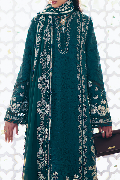 Suffuse Ivera peacock green embroidered cotton suit, photo 4