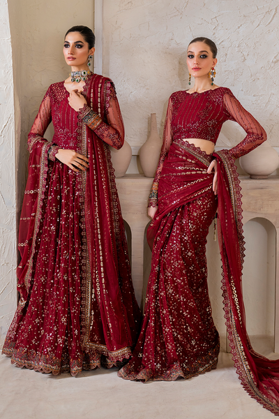 Iznik | Chinnon Chiffon | CC-49 Embroidered Net -  Iznik Formal - Original Designer Dress - House of Maryam