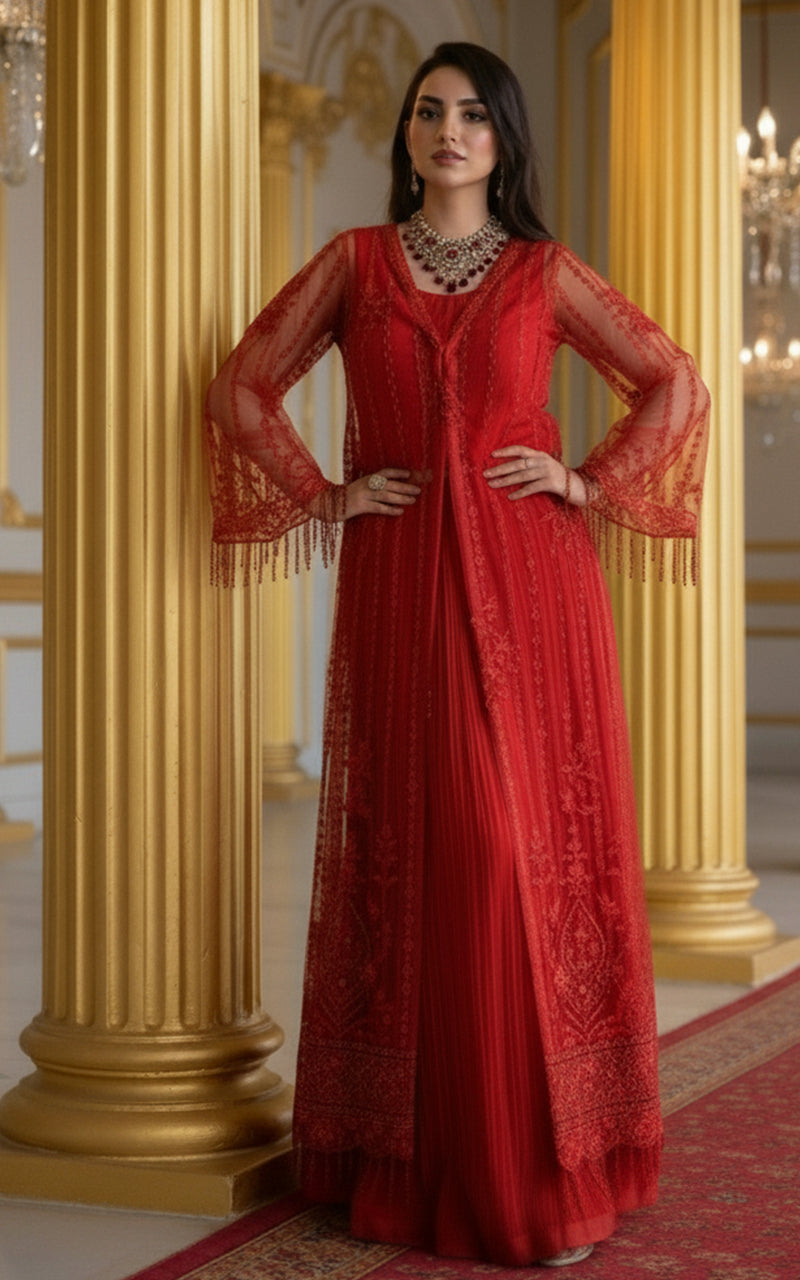 Threads and Motifs | Formal Dresses 25 | Net Embroidered Jacket With Trouser