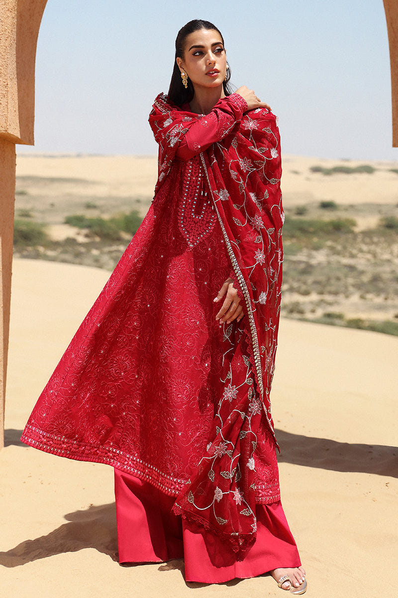 Cross Stitch | Eid Lawn 24 | VERMILLION SCARLET -  Cross Stitch Luxury - Original Designer Dress - House of Maryam