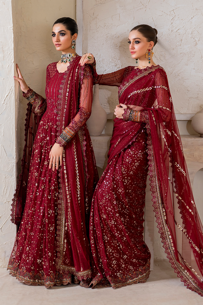 Iznik | Chinnon Chiffon | CC-49 Embroidered Net -  Iznik Formal - Original Designer Dress - House of Maryam