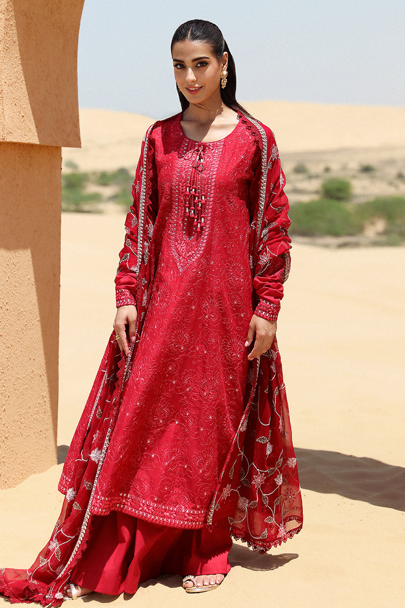 Cross Stitch | Eid Lawn 24 | VERMILLION SCARLET -  Cross Stitch Luxury - Original Designer Dress - House of Maryam