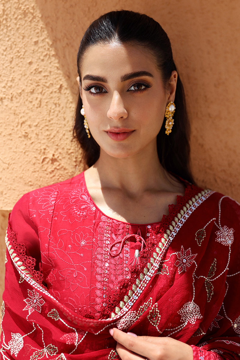 Cross Stitch | Eid Lawn 24 | VERMILLION SCARLET -  Cross Stitch Luxury - Original Designer Dress - House of Maryam