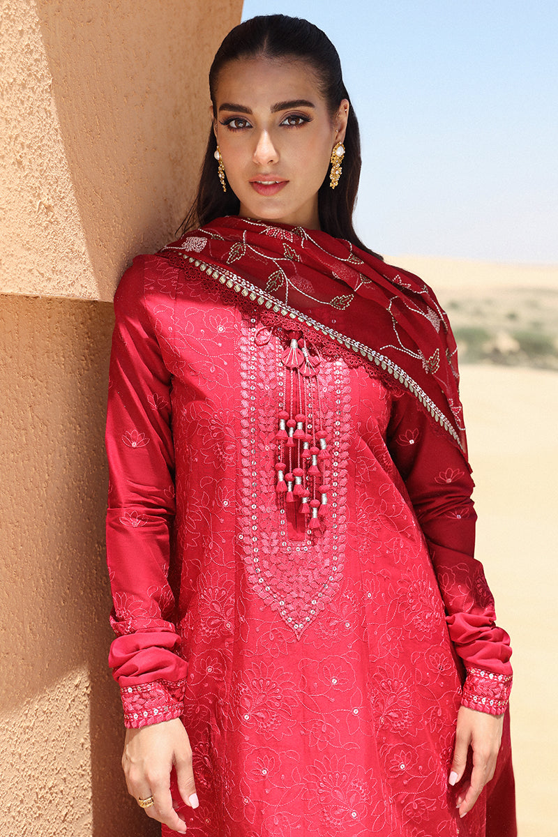 Cross Stitch | Eid Lawn 24 | VERMILLION SCARLET -  Cross Stitch Luxury - Original Designer Dress - House of Maryam