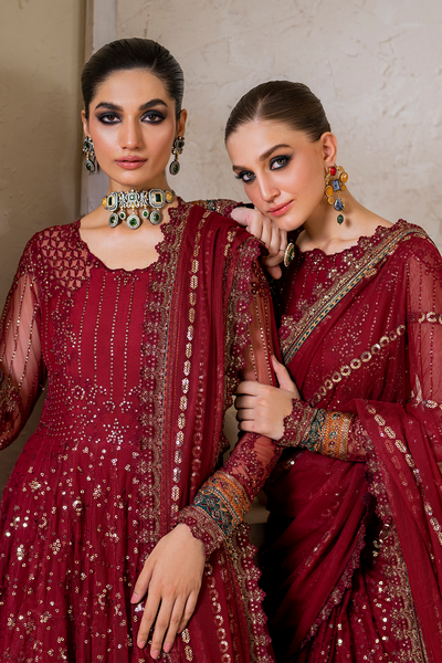 Iznik | Chinnon Chiffon | CC-49 Embroidered Net -  Iznik Formal - Original Designer Dress - House of Maryam