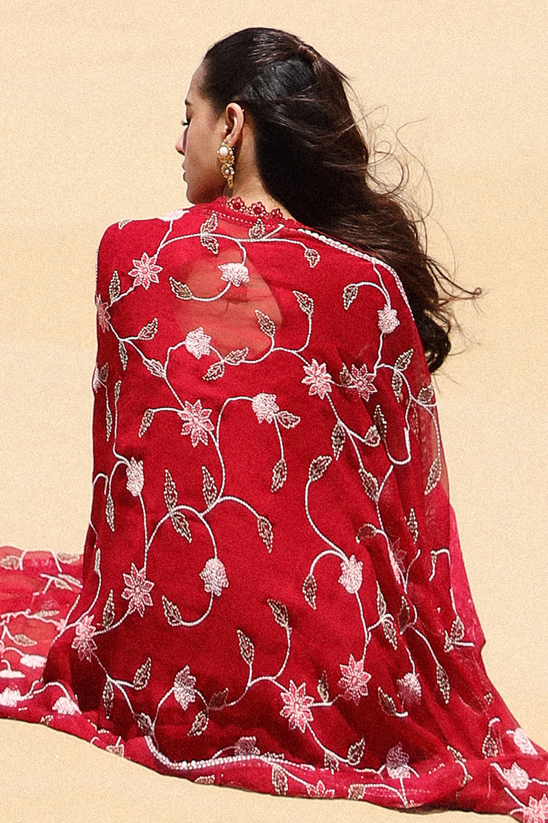 Cross Stitch | Eid Lawn 24 | VERMILLION SCARLET -  Cross Stitch Luxury - Original Designer Dress - House of Maryam