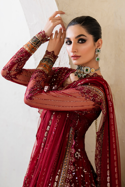 Iznik | Chinnon Chiffon | CC-49 Embroidered Net -  Iznik Formal - Original Designer Dress - House of Maryam