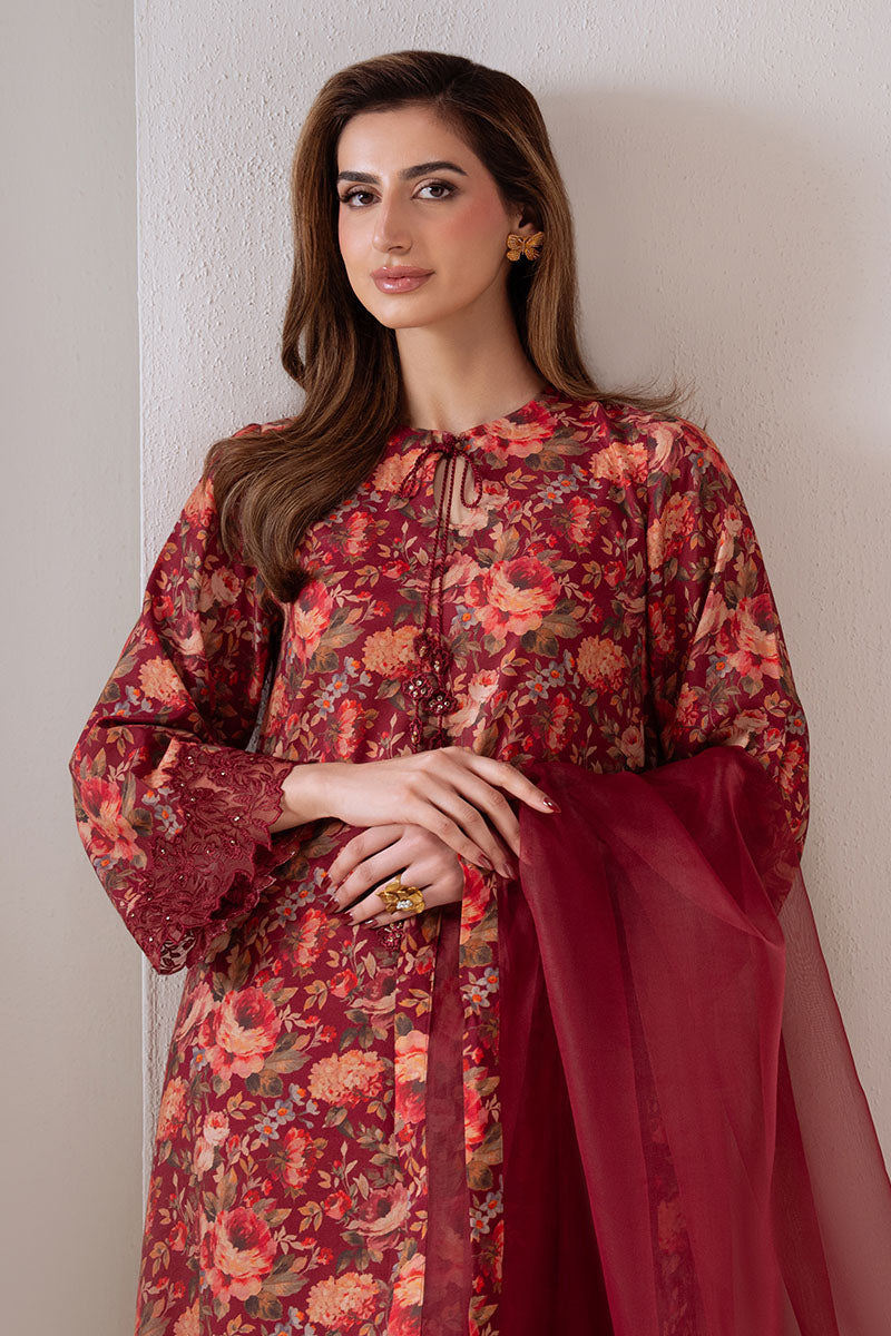 Cross Stitch | Exclusive Pret | Scarlet Sunset-2 PC (Shirt & Dupatta)